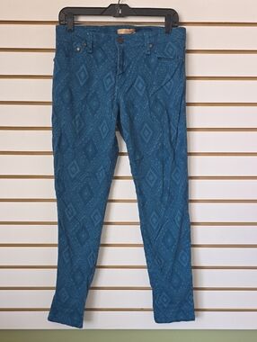 Sanctuary Teal Denim Geo-Print Skinny Jeans